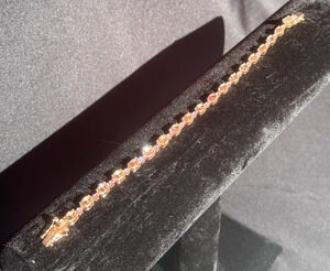 Pink Morganite & Moissanite Tennis Bracelet 18k Gold Vermeil Sterling 925 D'Joy